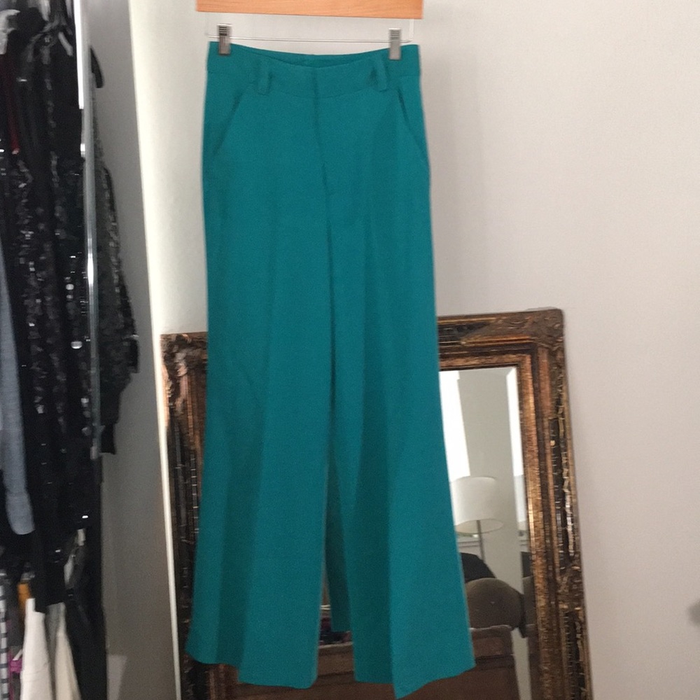 Alice + Olivia Teal Wide Leg Trousers